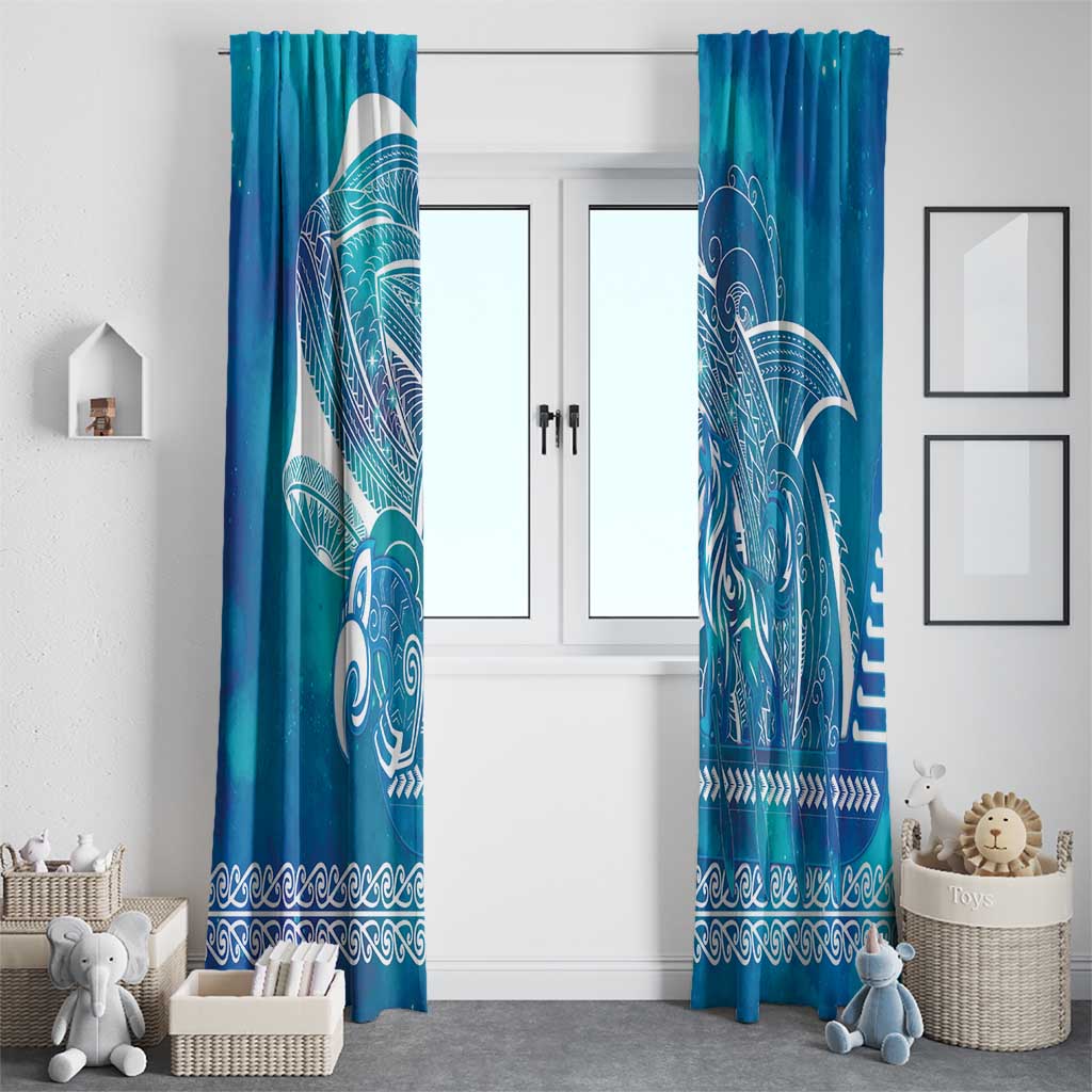 Kuri Dog Waka New Zealand Matariki Window Curtain Ocean Sharks Maori Tattoo