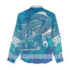 Kuri Dog Waka New Zealand Matariki Women Casual Shirt Ocean Sharks Maori Tattoo