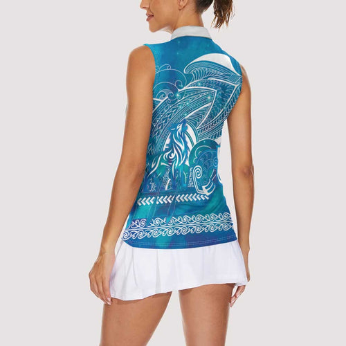 Kuri Dog Waka New Zealand Matariki Women Sleeveless Polo Shirt Ocean Sharks Maori Tattoo