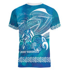 Kuri Dog Waka New Zealand Matariki Women V-Neck T-Shirt Ocean Sharks Maori Tattoo