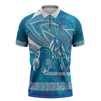 Kuri Dog Waka New Zealand Matariki Zipper Polo Shirt Ocean Sharks Maori Tattoo