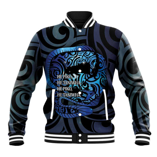 Tuna Eel New Zealand Matariki Baseball Jacket He Piko He Taniwha Maori Pattern