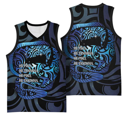 Tuna Eel New Zealand Matariki Basketball Jersey He Piko He Taniwha Maori Pattern