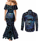 Tuna Eel New Zealand Matariki Couples Matching Mermaid Dress and Long Sleeve Button Shirt He Piko He Taniwha Maori Pattern