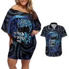Tuna Eel New Zealand Matariki Couples Matching Off Shoulder Short Dress and Hawaiian Shirt He Piko He Taniwha Maori Pattern