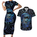 Tuna Eel New Zealand Matariki Couples Matching Short Sleeve Bodycon Dress and Hawaiian Shirt He Piko He Taniwha Maori Pattern