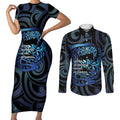 Tuna Eel New Zealand Matariki Couples Matching Short Sleeve Bodycon Dress and Long Sleeve Button Shirt He Piko He Taniwha Maori Pattern