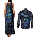 Tuna Eel New Zealand Matariki Couples Matching Tank Maxi Dress and Long Sleeve Button Shirt He Piko He Taniwha Maori Pattern