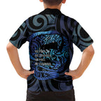 Tuna Eel New Zealand Matariki Family Matching Off The Shoulder Long Sleeve Dress and Hawaiian Shirt He Piko He Taniwha Maori Pattern