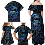 Tuna Eel New Zealand Matariki Family Matching Off Shoulder Maxi Dress and Hawaiian Shirt He Piko He Taniwha Maori Pattern