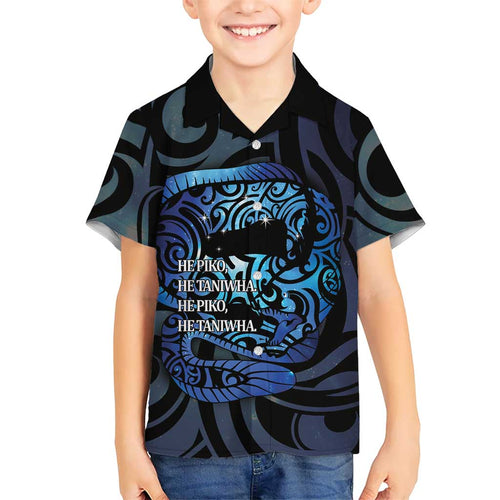 Tuna Eel New Zealand Matariki Family Matching Off Shoulder Maxi Dress and Hawaiian Shirt He Piko He Taniwha Maori Pattern