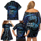 Tuna Eel New Zealand Matariki Family Matching Off Shoulder Short Dress and Hawaiian Shirt He Piko He Taniwha Maori Pattern