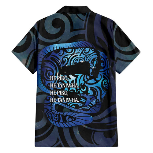 Tuna Eel New Zealand Matariki Family Matching Off Shoulder Short Dress and Hawaiian Shirt He Piko He Taniwha Maori Pattern