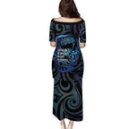 Tuna Eel New Zealand Matariki Family Matching Puletasi and Hawaiian Shirt He Piko He Taniwha Maori Pattern