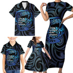 Tuna Eel New Zealand Matariki Family Matching Short Sleeve Bodycon Dress and Hawaiian Shirt He Piko He Taniwha Maori Pattern