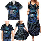Tuna Eel New Zealand Matariki Family Matching Summer Maxi Dress and Hawaiian Shirt He Piko He Taniwha Maori Pattern