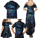 Tuna Eel New Zealand Matariki Family Matching Summer Maxi Dress and Hawaiian Shirt He Piko He Taniwha Maori Pattern