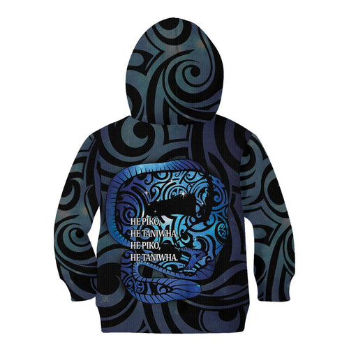 Tuna Eel New Zealand Matariki Kid Hoodie He Piko He Taniwha Maori Pattern
