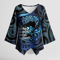 Tuna Eel New Zealand Matariki Kimono Sleeve Blouse He Piko He Taniwha Maori Pattern