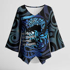 Tuna Eel New Zealand Matariki Kimono Sleeve Blouse He Piko He Taniwha Maori Pattern