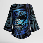 Tuna Eel New Zealand Matariki Kimono Sleeve Blouse He Piko He Taniwha Maori Pattern