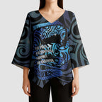 Tuna Eel New Zealand Matariki Kimono Sleeve Blouse He Piko He Taniwha Maori Pattern