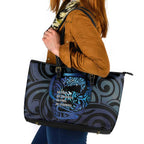 Tuna Eel New Zealand Matariki Leather Tote Bag He Piko He Taniwha Maori Pattern