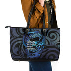 Tuna Eel New Zealand Matariki Leather Tote Bag He Piko He Taniwha Maori Pattern