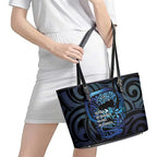 Tuna Eel New Zealand Matariki Leather Tote Bag He Piko He Taniwha Maori Pattern