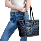 Tuna Eel New Zealand Matariki Leather Tote Bag He Piko He Taniwha Maori Pattern