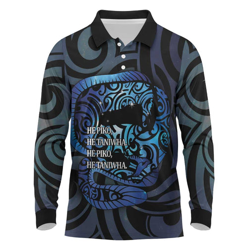 Tuna Eel New Zealand Matariki Long Sleeve Polo Shirt He Piko He Taniwha Maori Pattern