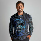 Tuna Eel New Zealand Matariki Long Sleeve Polo Shirt He Piko He Taniwha Maori Pattern