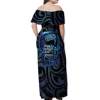 Tuna Eel New Zealand Matariki Off Shoulder Maxi Dress He Piko He Taniwha Maori Pattern