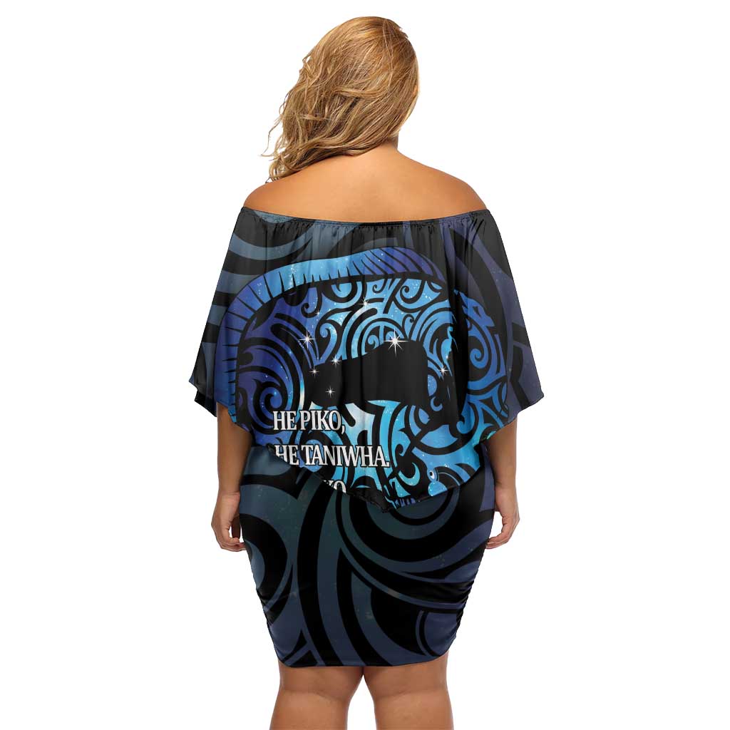 Tuna Eel New Zealand Matariki Off Shoulder Short Dress He Piko He Taniwha Maori Pattern