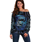 Tuna Eel New Zealand Matariki Off Shoulder Sweater He Piko He Taniwha Maori Pattern