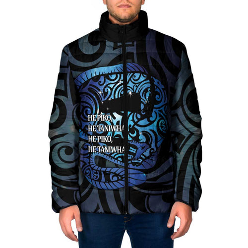 Tuna Eel New Zealand Matariki Padded Jacket He Piko He Taniwha Maori Pattern