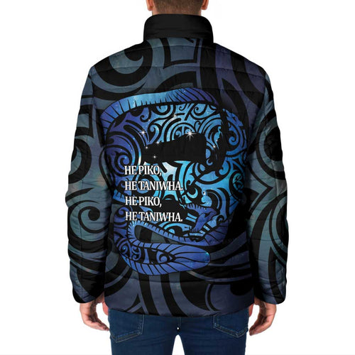 Tuna Eel New Zealand Matariki Padded Jacket He Piko He Taniwha Maori Pattern
