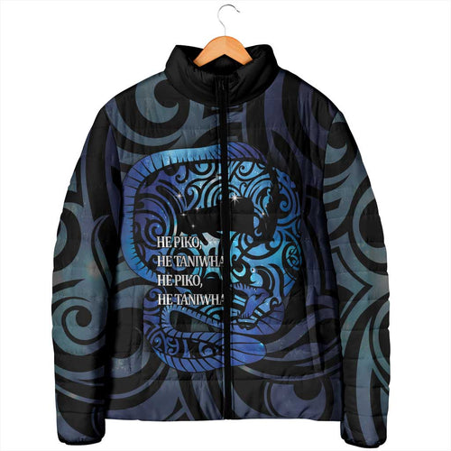 Tuna Eel New Zealand Matariki Padded Jacket He Piko He Taniwha Maori Pattern