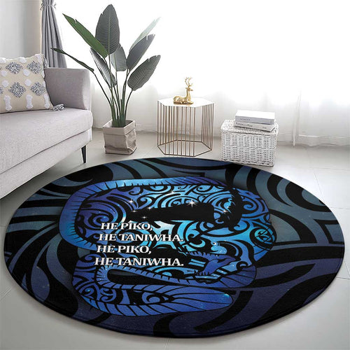 Tuna Eel New Zealand Matariki Round Carpet He Piko He Taniwha Maori Pattern