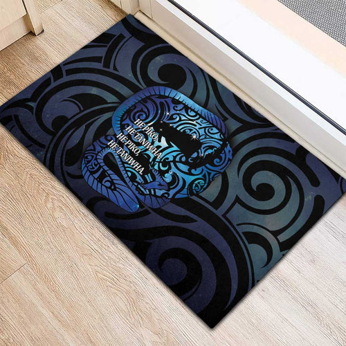 Tuna Eel New Zealand Matariki Rubber Doormat He Piko He Taniwha Maori Pattern