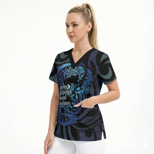 Tuna Eel New Zealand Matariki Scrub Top He Piko He Taniwha Maori Pattern