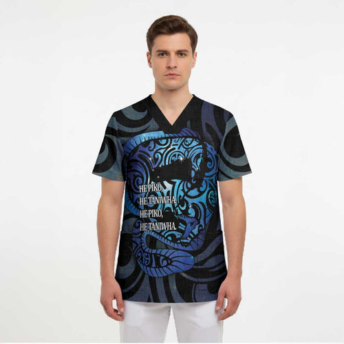 Tuna Eel New Zealand Matariki Scrub Top He Piko He Taniwha Maori Pattern