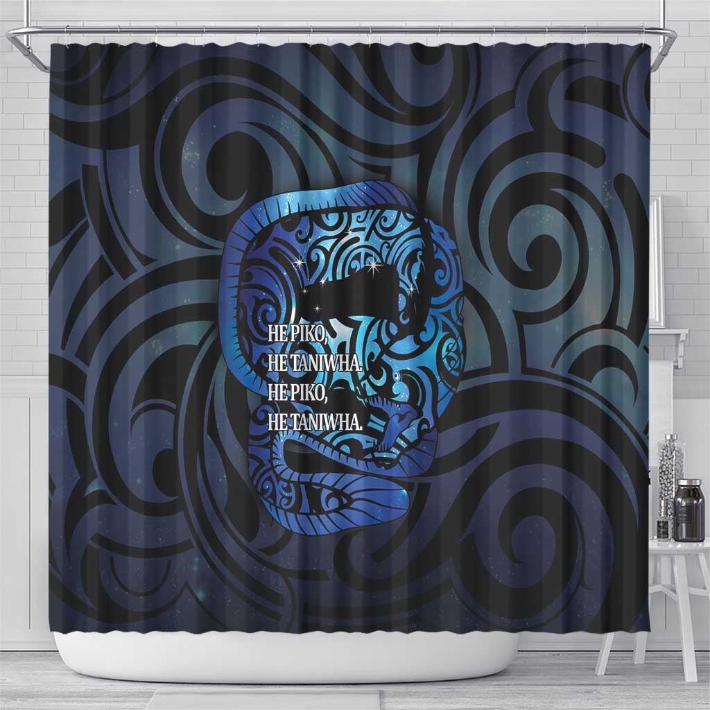 Tuna Eel New Zealand Matariki Shower Curtain He Piko He Taniwha Maori Pattern