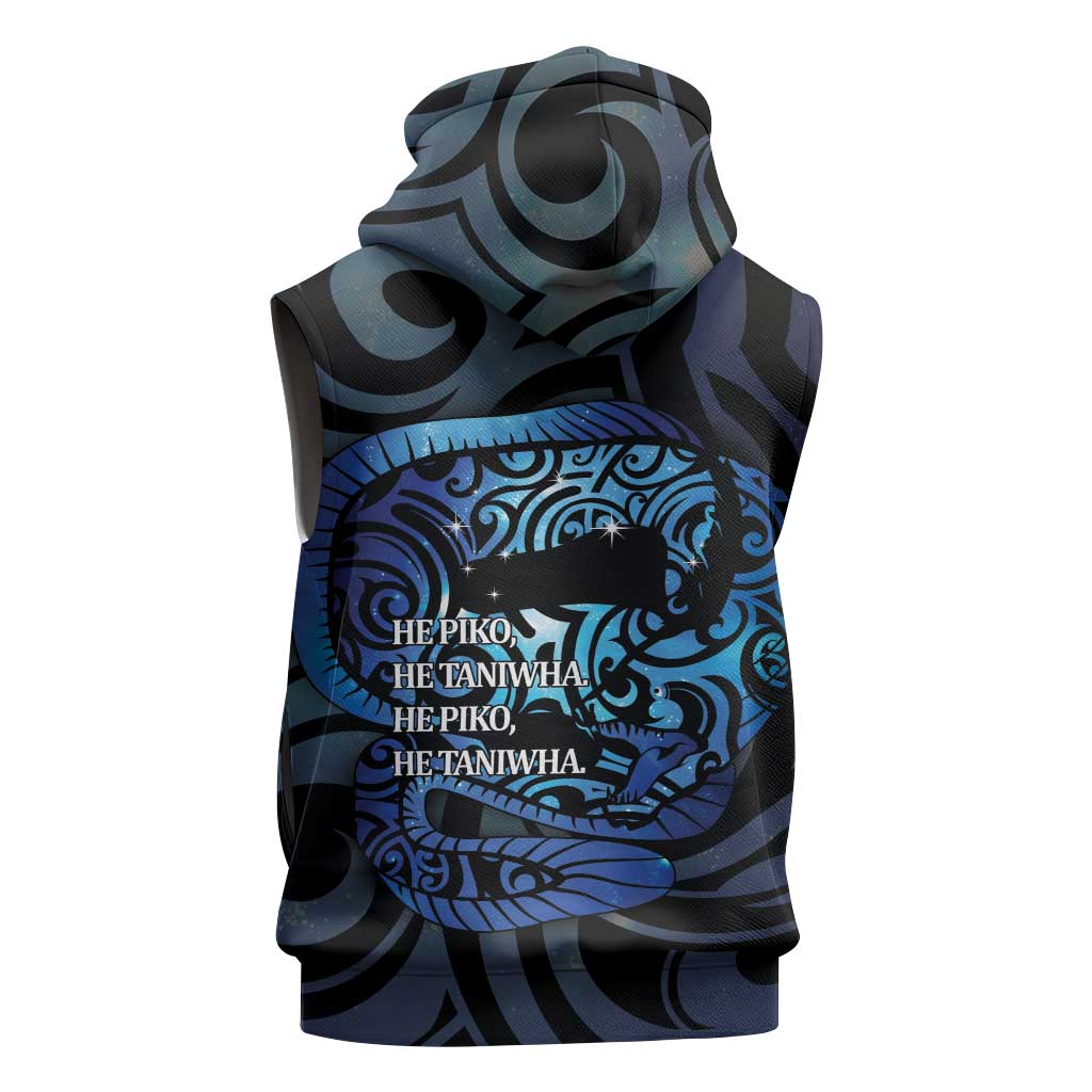 Tuna Eel New Zealand Matariki Sleeveless Hoodie He Piko He Taniwha Maori Pattern
