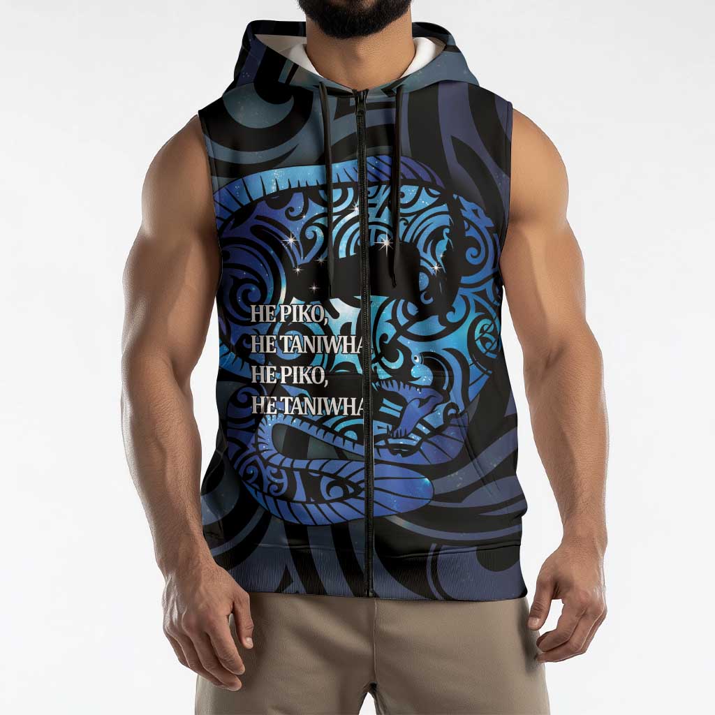 Tuna Eel New Zealand Matariki Sleeveless Zip Hoodie He Piko He Taniwha Maori Pattern