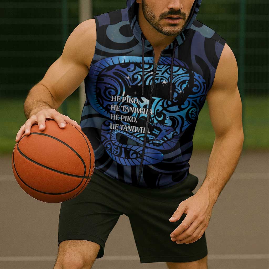 Tuna Eel New Zealand Matariki Sleeveless Zip Hoodie He Piko He Taniwha Maori Pattern