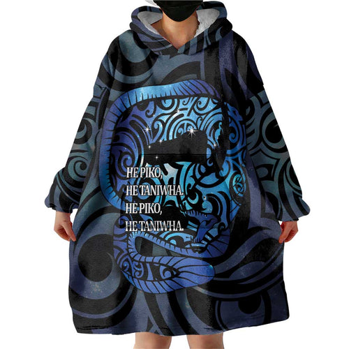 Tuna Eel New Zealand Matariki Wearable Blanket Hoodie He Piko He Taniwha Maori Pattern