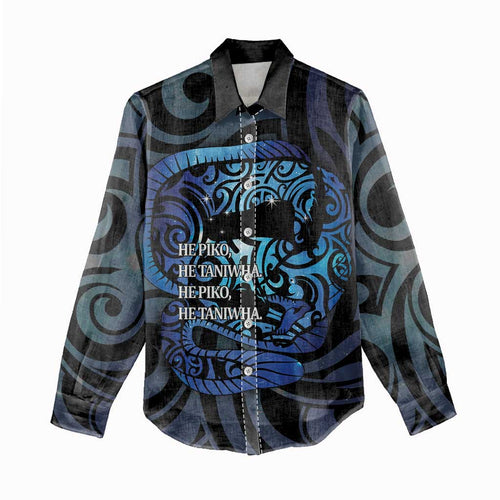 Tuna Eel New Zealand Matariki Women Casual Shirt He Piko He Taniwha Maori Pattern