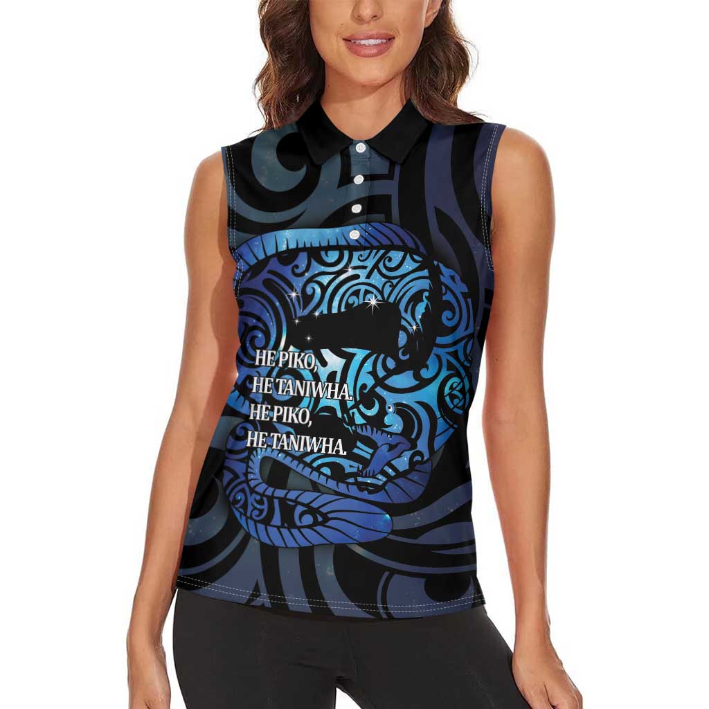 Tuna Eel New Zealand Matariki Women Sleeveless Polo Shirt He Piko He Taniwha Maori Pattern