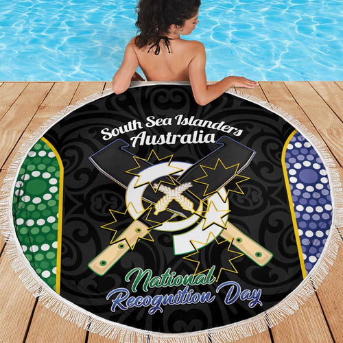 Personalised South Sea Islanders National Recognition Day Beach Blanket Australia Aboriginal Vanuatu Pig Tusk